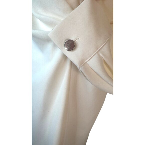 2/$30 Zara Small Cream Long Sleeve Drape Flowy Front Midi Dress Polyester - Picture 13 of 16